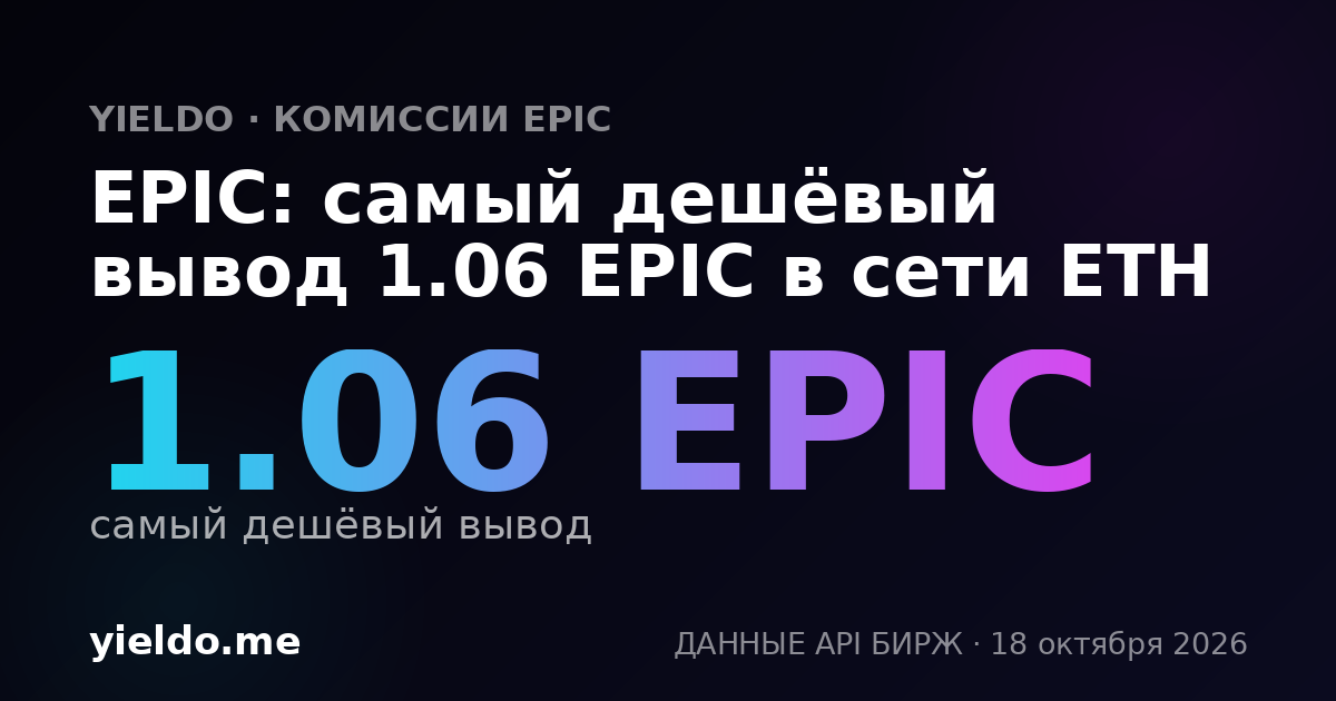 EPIC: самый дешёвый вывод 1.06 EPIC в сети ETH