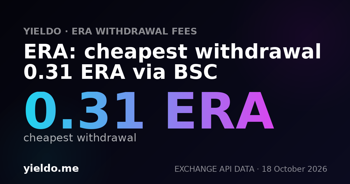 ERA: cheapest withdrawal 0.31 ERA via BSC