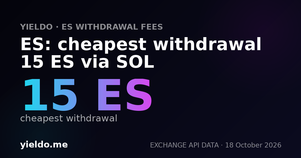 ES: cheapest withdrawal 15 ES via SOL