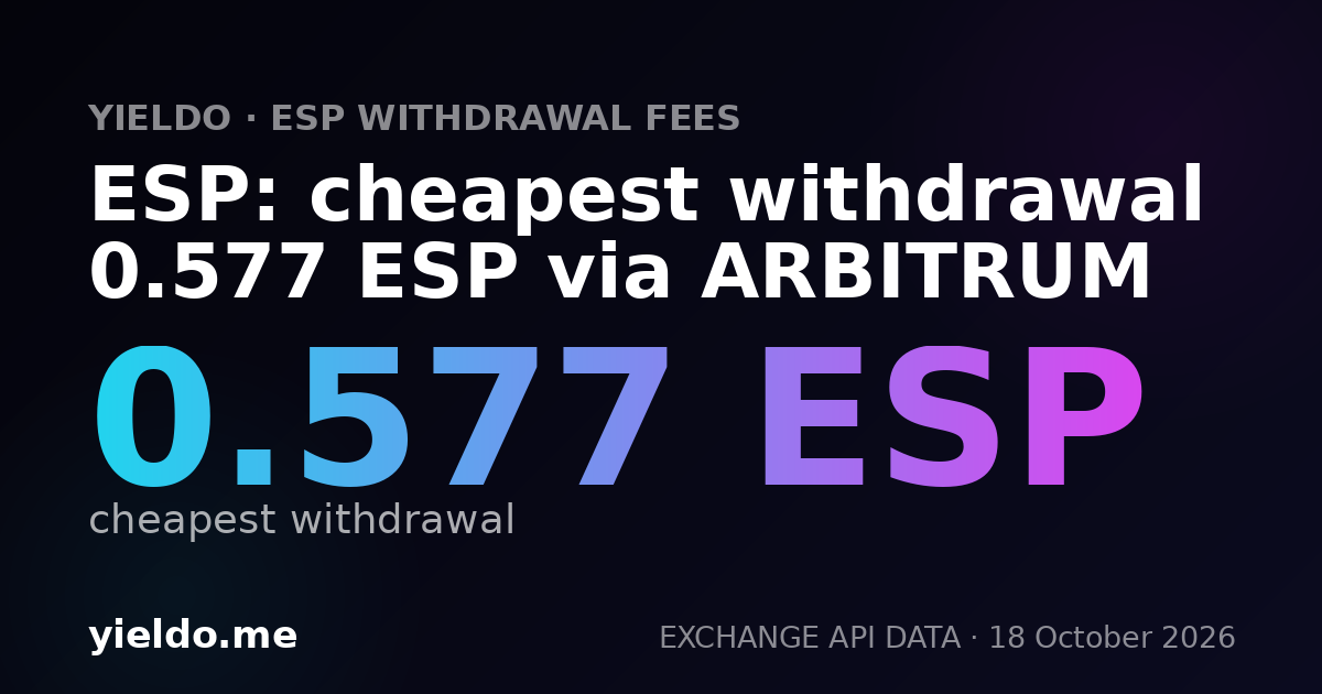 ESP: cheapest withdrawal 0.577 ESP via ARBITRUM