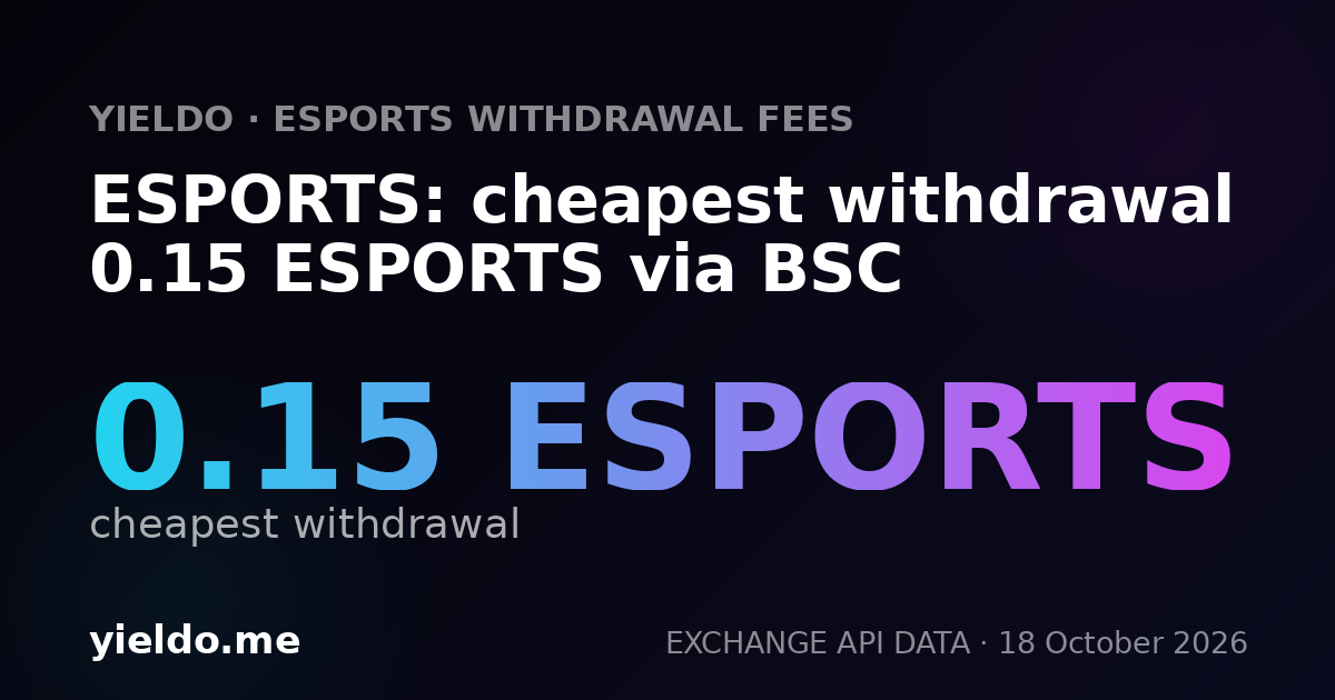 ESPORTS: cheapest withdrawal 0.15 ESPORTS via BSC