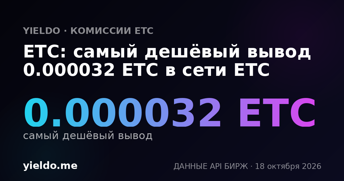 ETC: самый дешёвый вывод 0.00023 ETC в сети ETC