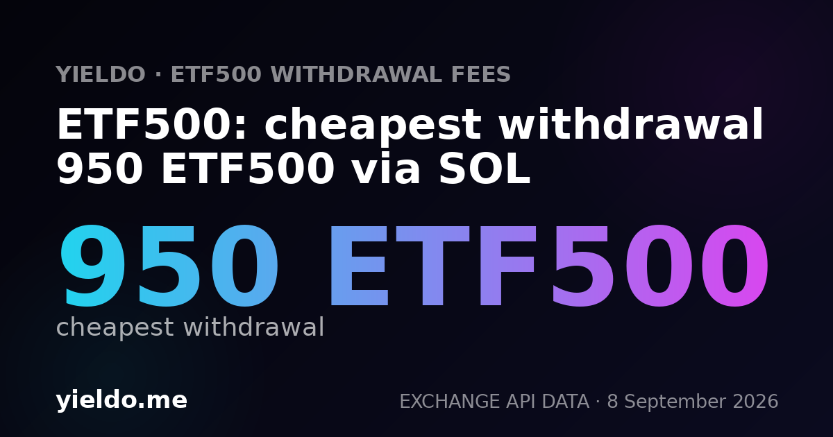 ETF500: cheapest withdrawal 950 ETF500 via SOL