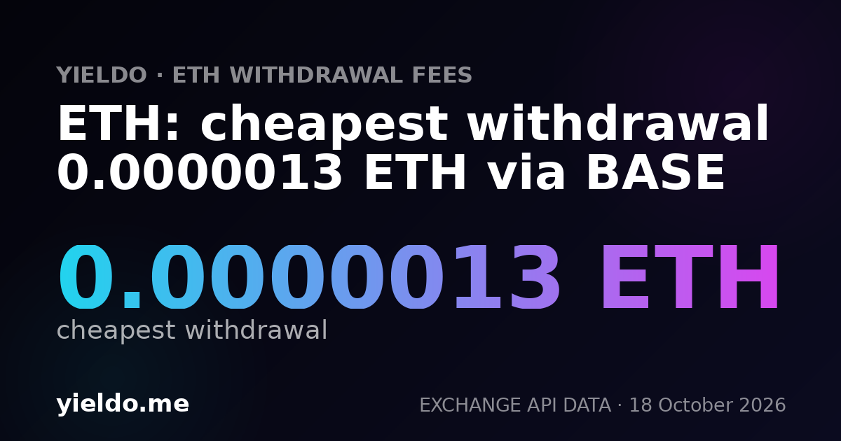 ETH: cheapest withdrawal 0.0000013 ETH via BASE