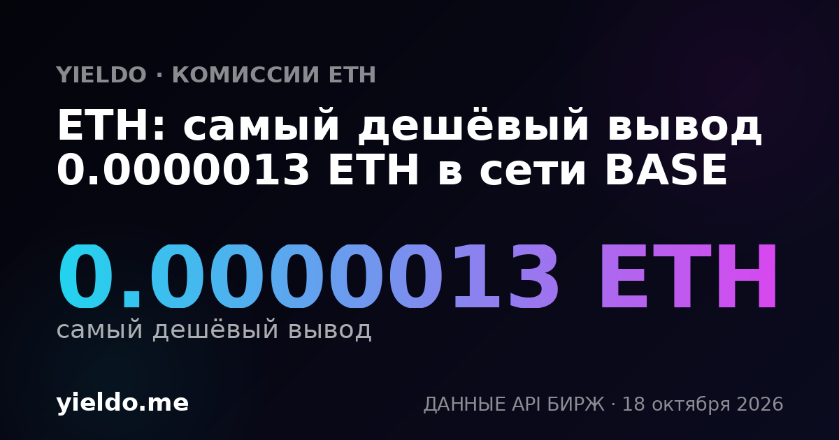 ETH: самый дешёвый вывод 0.0000013 ETH в сети BASE