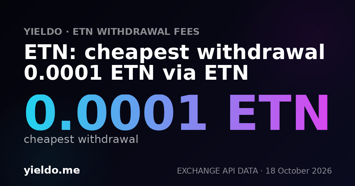 ETN: cheapest withdrawal 0.0001 ETN via ETN