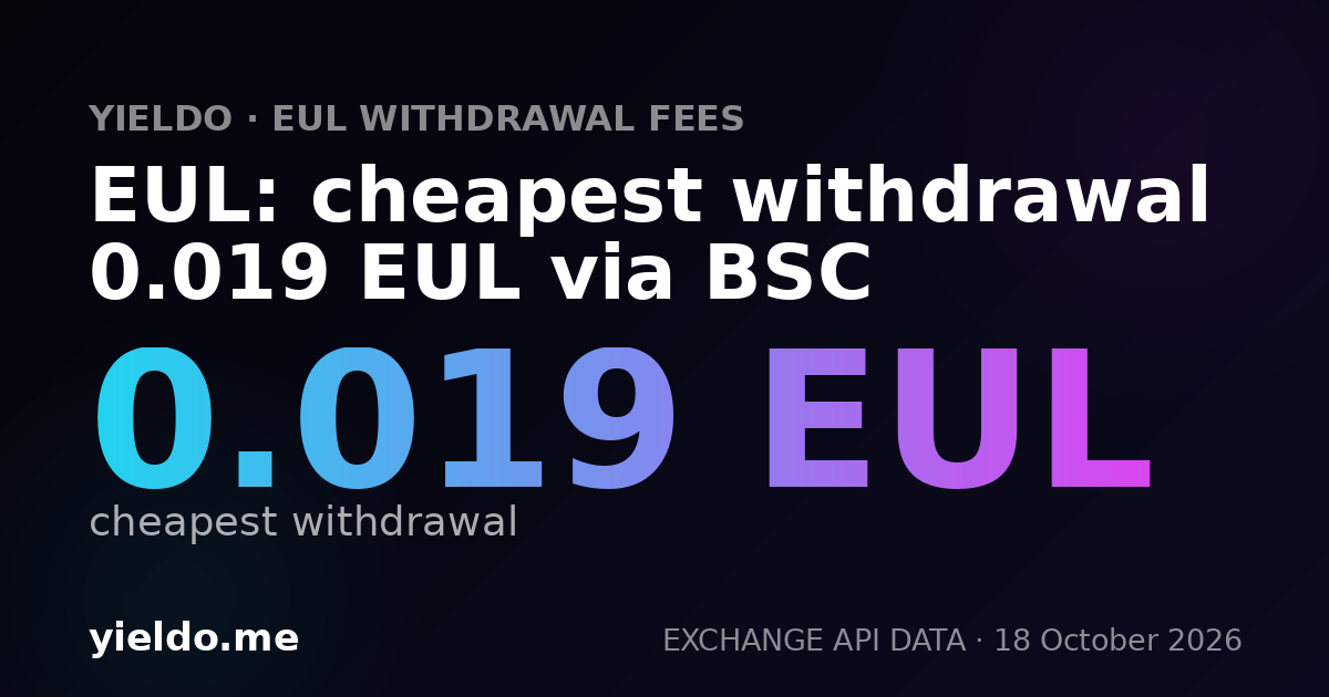 EUL: cheapest withdrawal 0.019 EUL via BSC