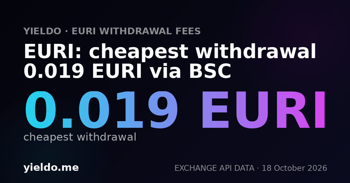 EURI: cheapest withdrawal 0.019 EURI via BSC
