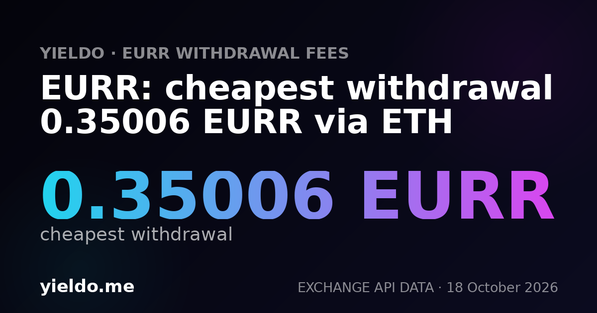 EURR: cheapest withdrawal 0.35006 EURR via ETH