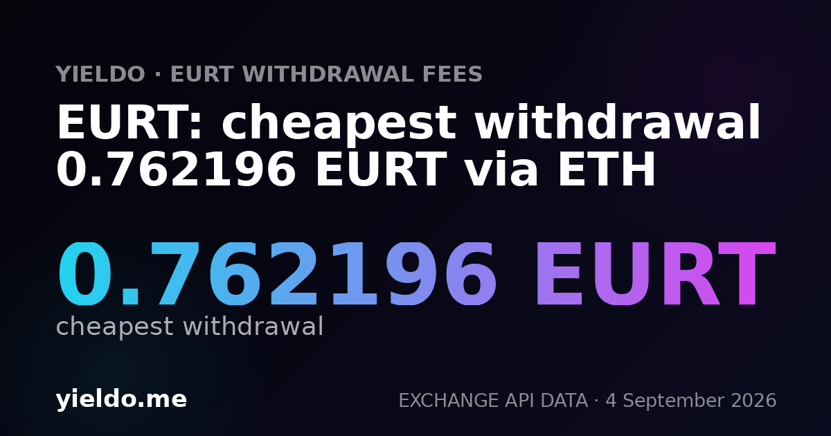 EURT: cheapest withdrawal 0.762196 EURT via ETH