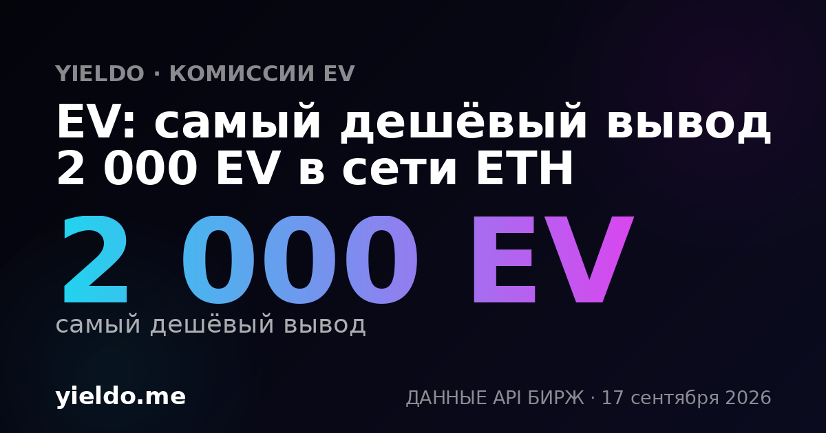 EV: самый дешёвый вывод 2 000 EV в сети ETH