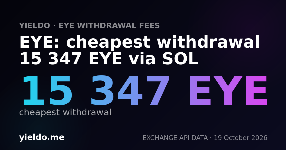 EYE: cheapest withdrawal 15 347 EYE via SOL