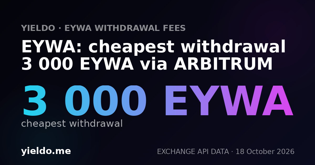 EYWA: cheapest withdrawal 3 000 EYWA via ARBITRUM