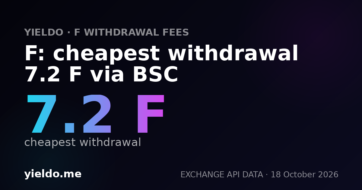 F: cheapest withdrawal 7.2 F via BSC