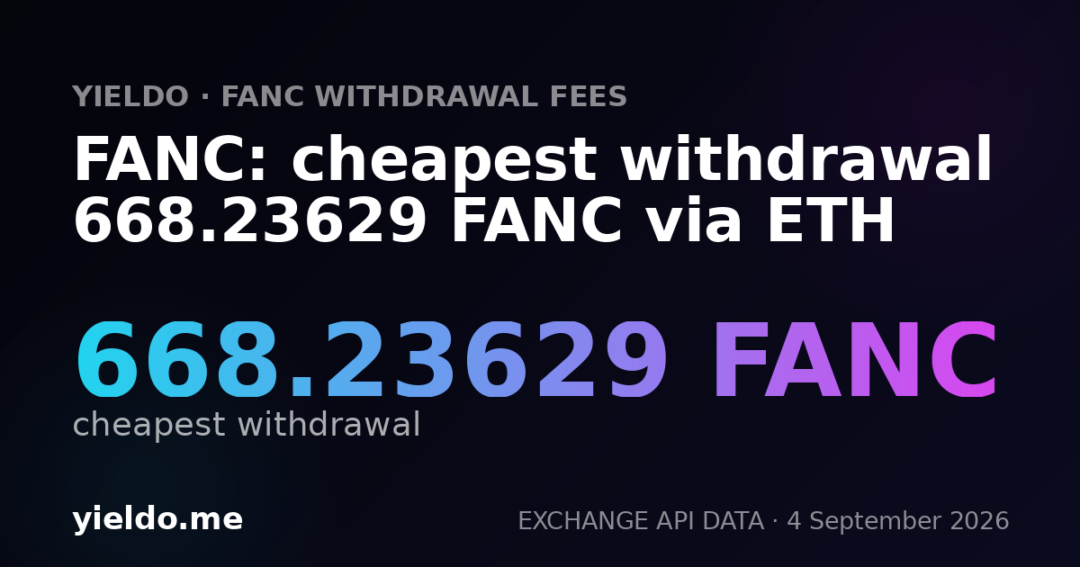 FANC: cheapest withdrawal 668.23629 FANC via ETH