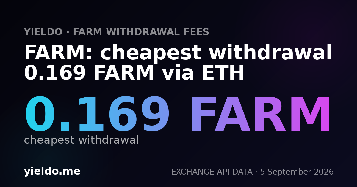 FARM: cheapest withdrawal 0.169 FARM via ETH