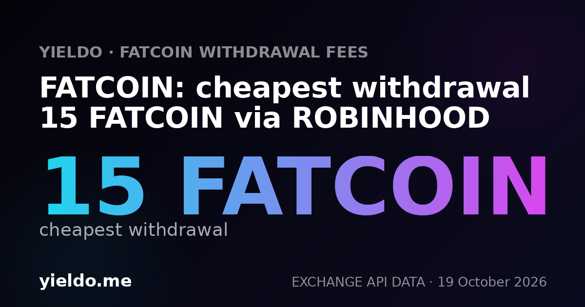 FATCOIN: cheapest withdrawal 15 FATCOIN via ROBINHOOD