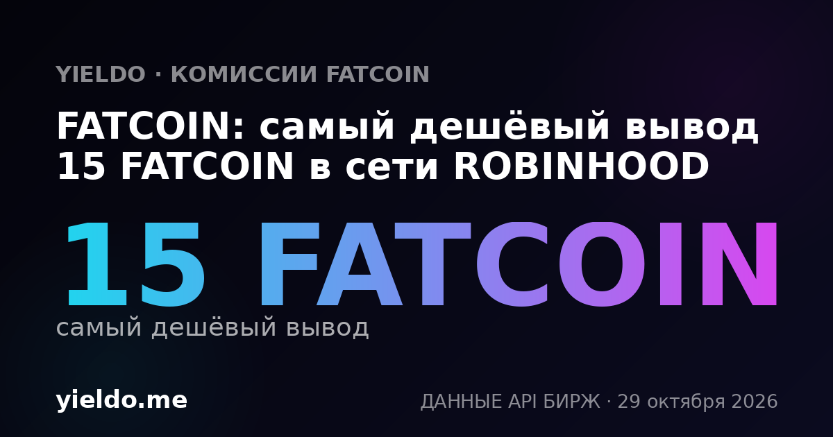 FATCOIN: самый дешёвый вывод 15 FATCOIN в сети ROBINHOOD