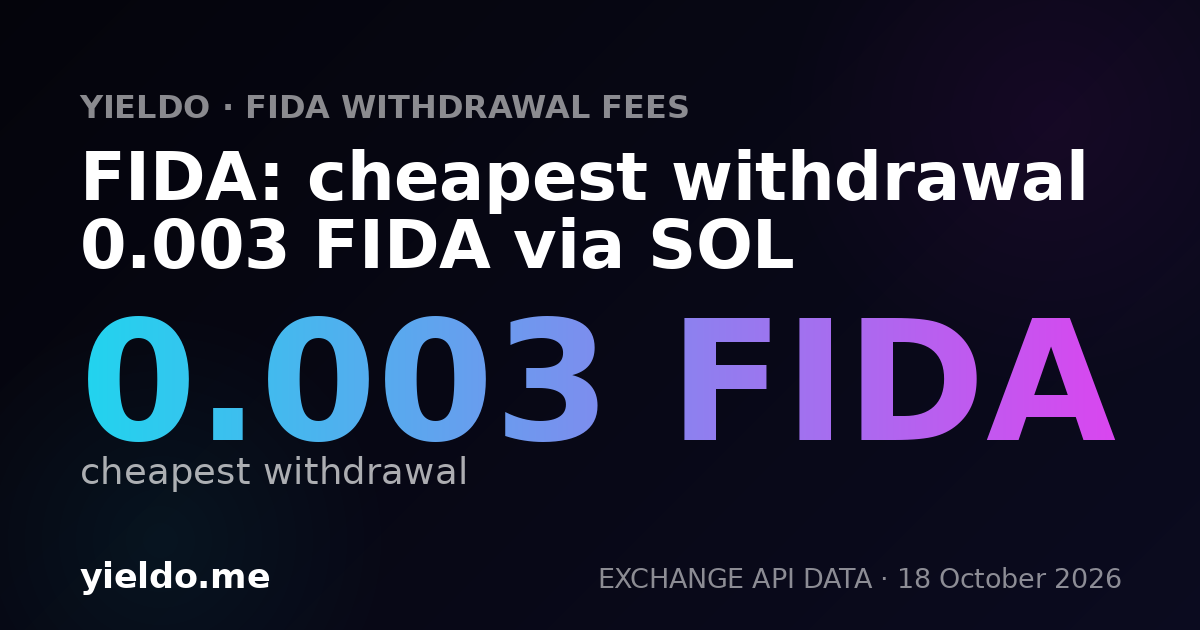FIDA: cheapest withdrawal 0.003 FIDA via SOL