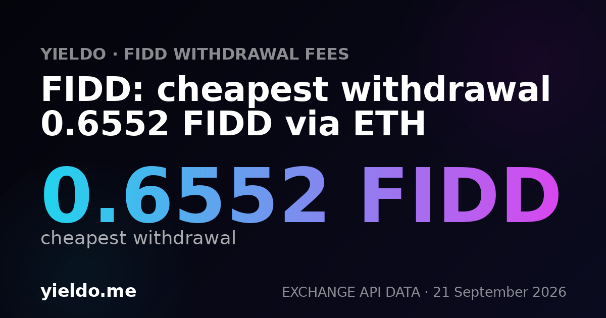 FIDD: cheapest withdrawal 0.6591 FIDD via ETH