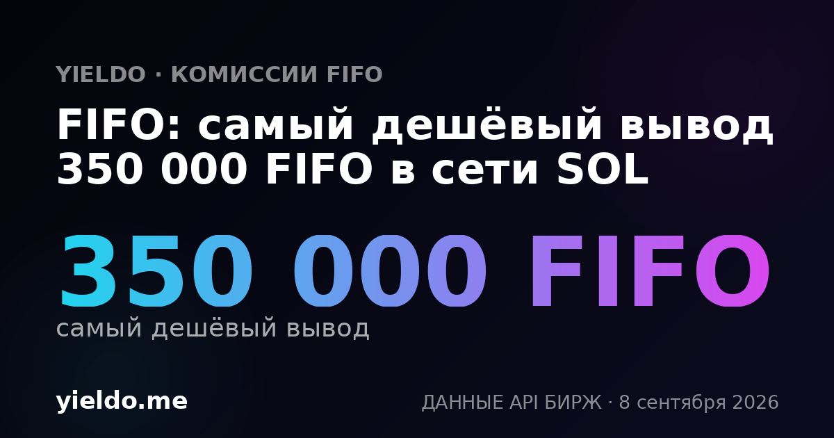 FIFO: самый дешёвый вывод 350 000 FIFO в сети SOL