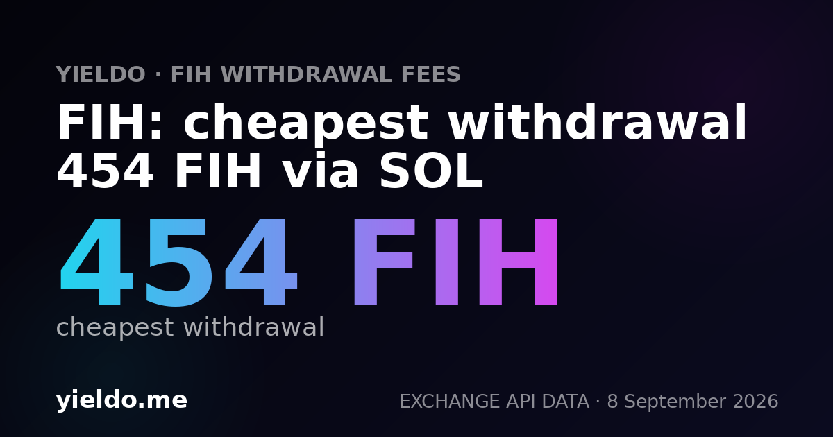 FIH: cheapest withdrawal 454 FIH via SOL