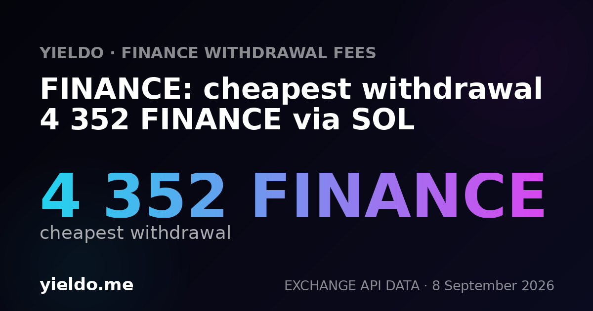 FINANCE: cheapest withdrawal 4 352 FINANCE via SOL