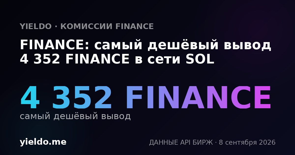 FINANCE: самый дешёвый вывод 4 352 FINANCE в сети SOL