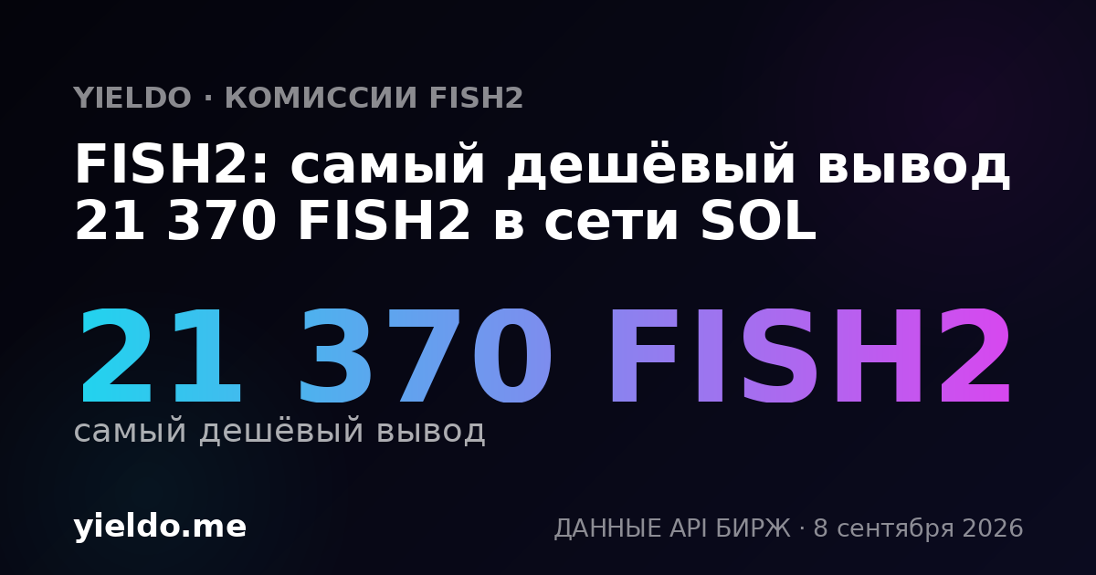 FISH2: самый дешёвый вывод 21 370 FISH2 в сети SOL