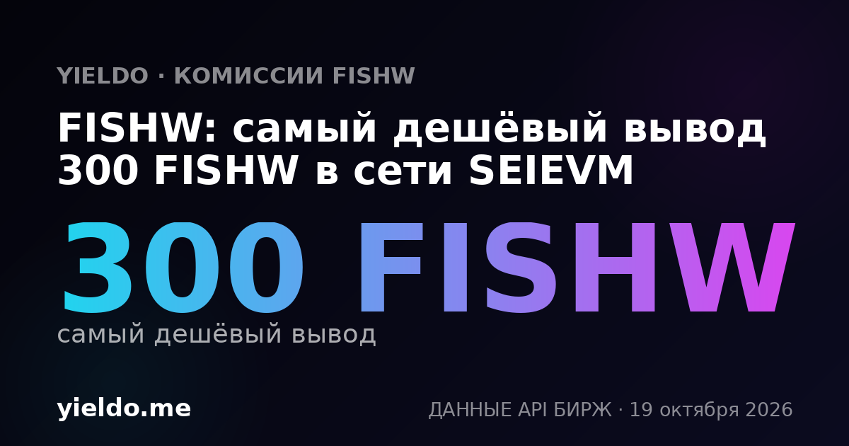 FISHW: самый дешёвый вывод 300 FISHW в сети SEIEVM