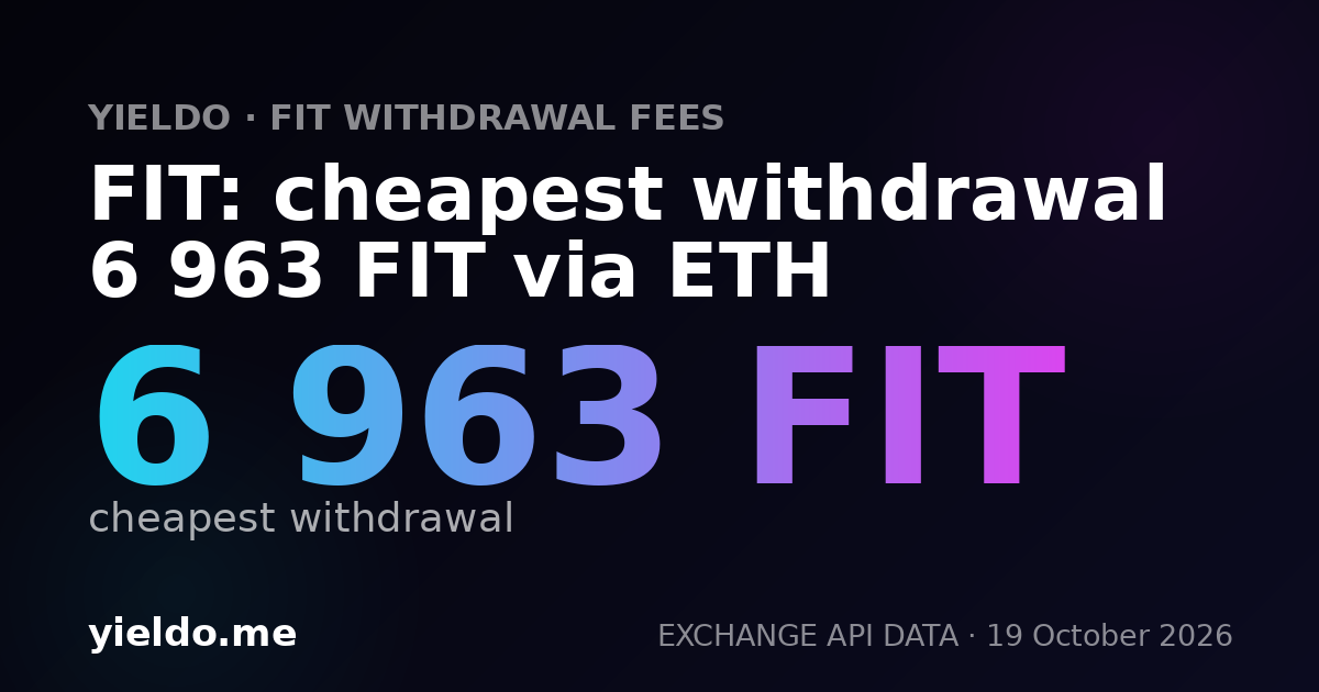 FIT: cheapest withdrawal 6 963 FIT via ETH