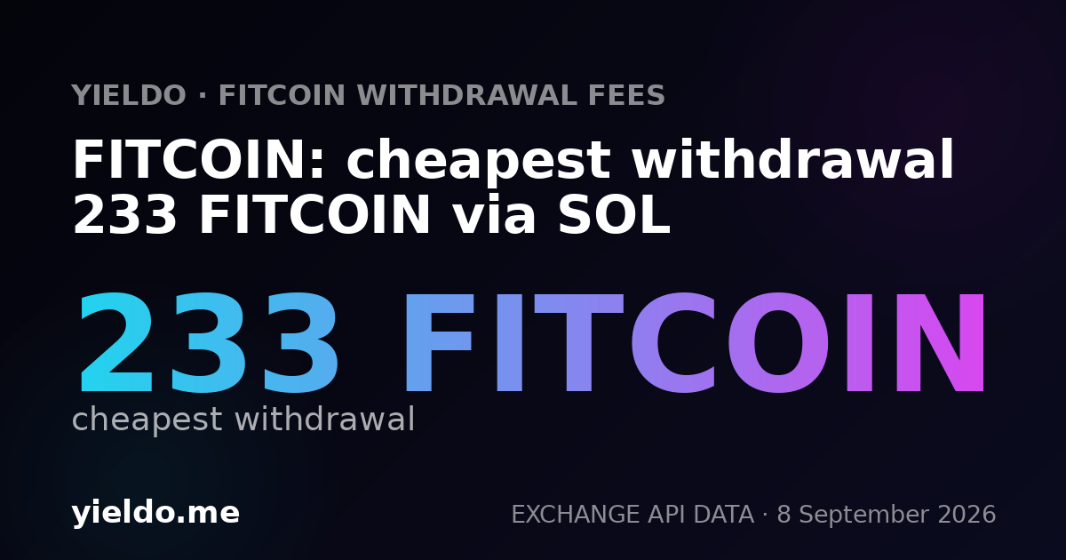 FITCOIN: cheapest withdrawal 233 FITCOIN via SOL
