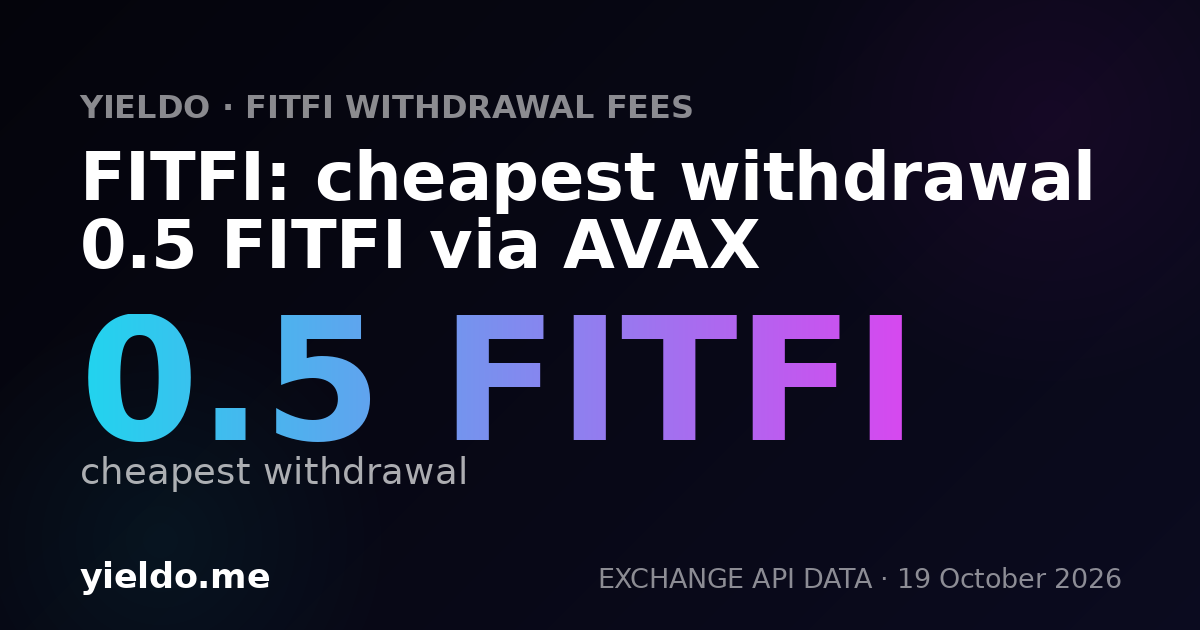 FITFI: cheapest withdrawal 0.5 FITFI via AVAX