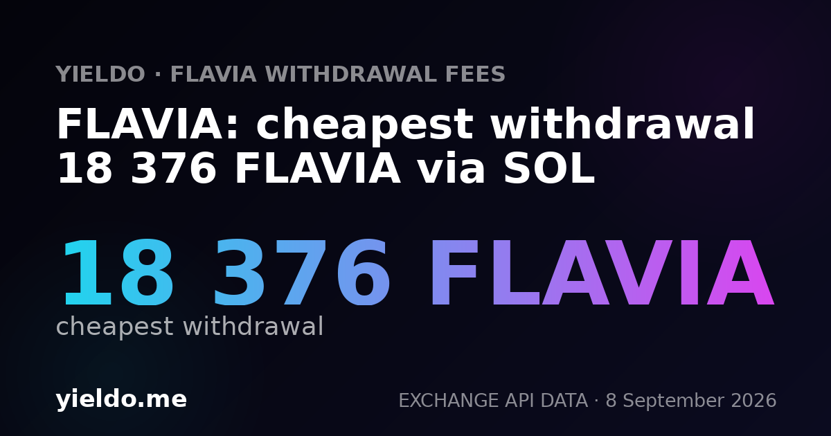 FLAVIA: cheapest withdrawal 18 376 FLAVIA via SOL