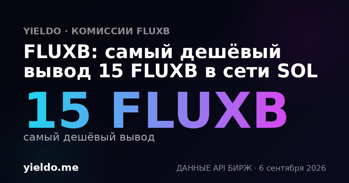 FLUXB: самый дешёвый вывод 15 FLUXB в сети SOL