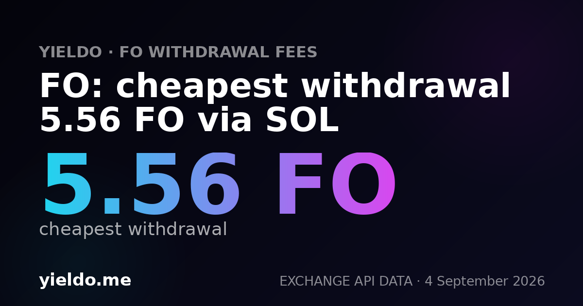 FO: cheapest withdrawal 5.56 FO via SOL