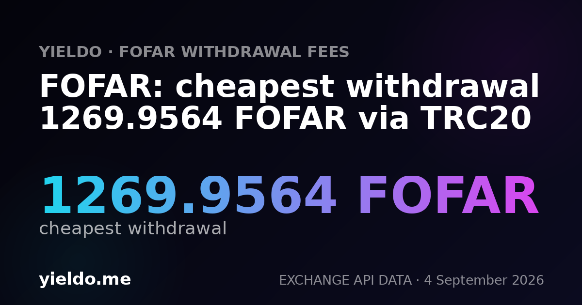 FOFAR: cheapest withdrawal 1269.9564 FOFAR via TRC20