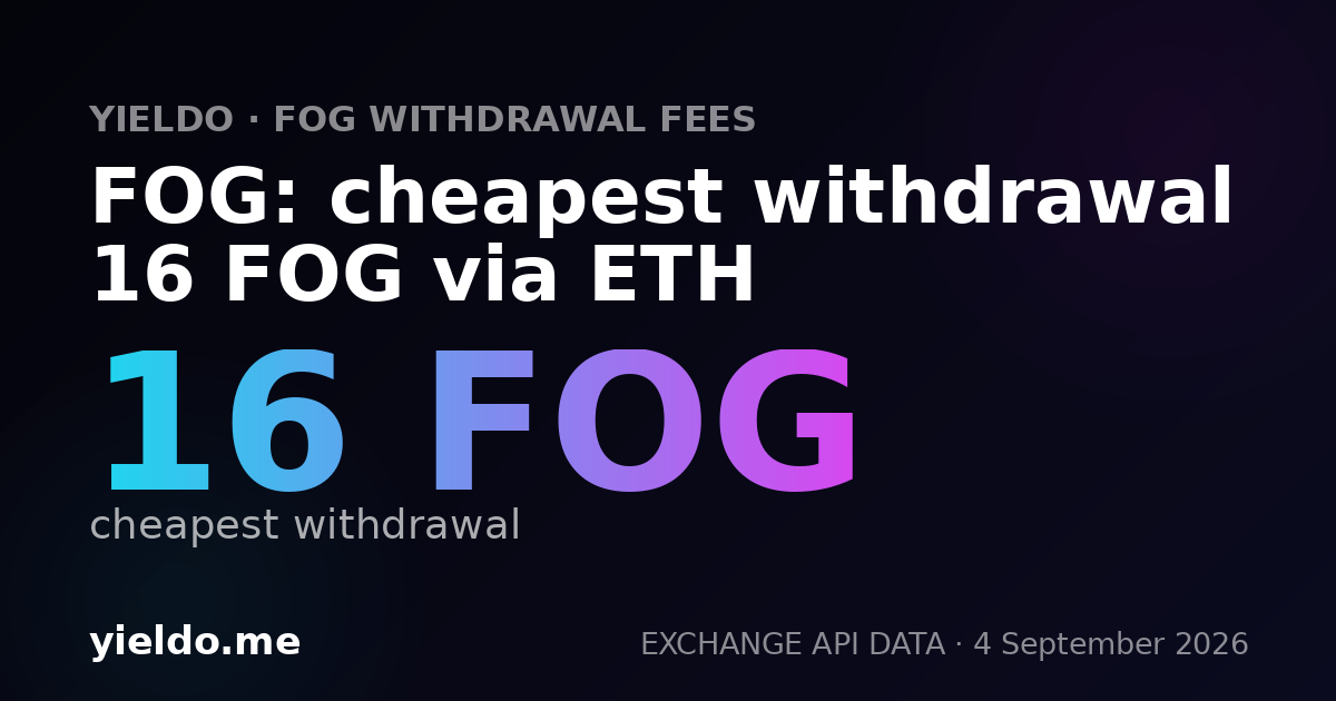 FOG: cheapest withdrawal 16 FOG via ETH