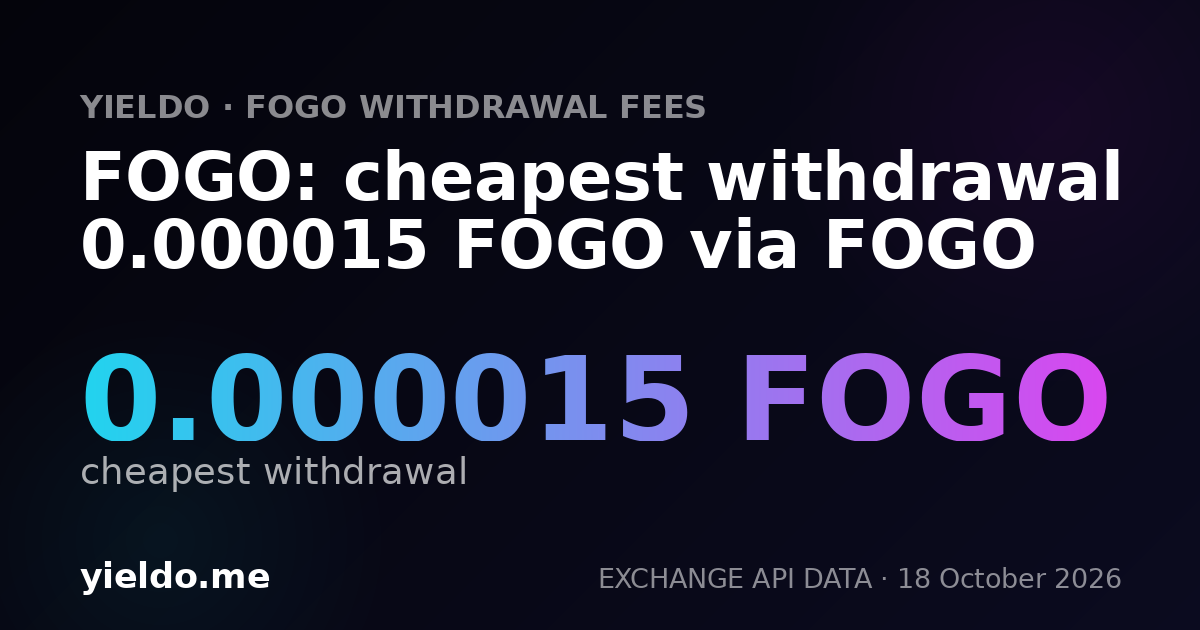 FOGO: cheapest withdrawal 0.000015 FOGO via FOGO