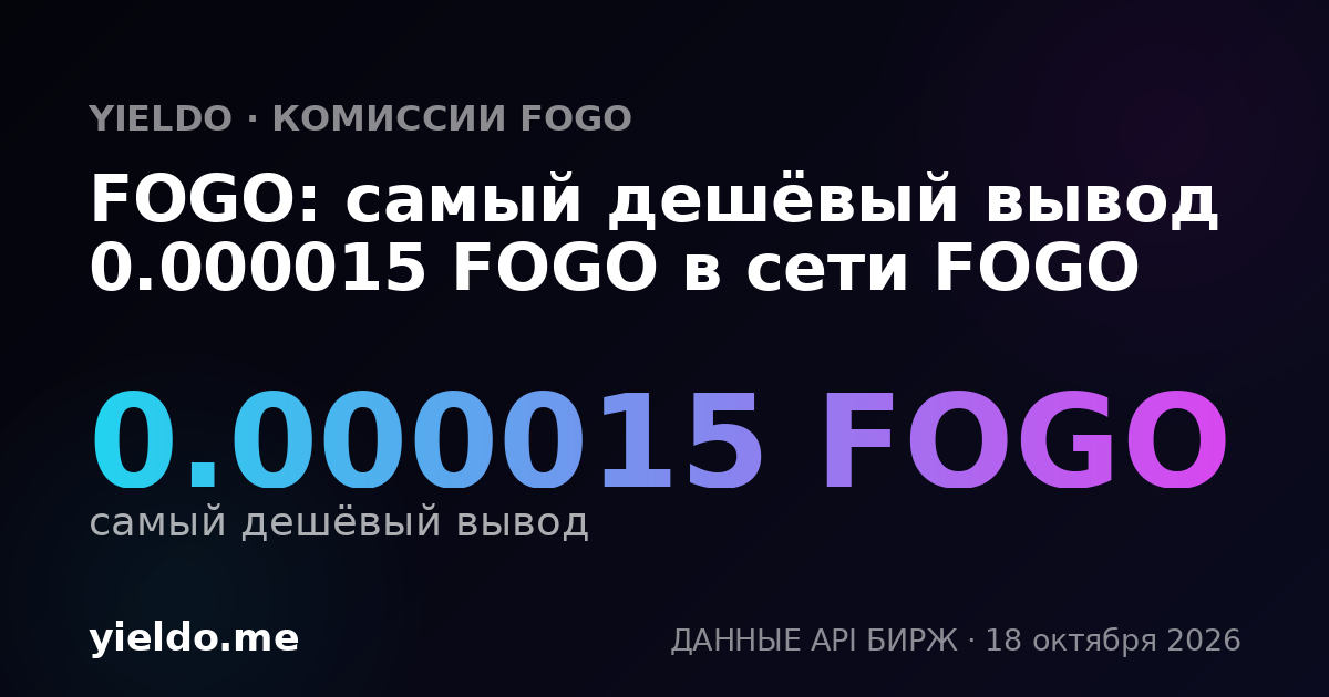 FOGO: самый дешёвый вывод 0.000015 FOGO в сети FOGO