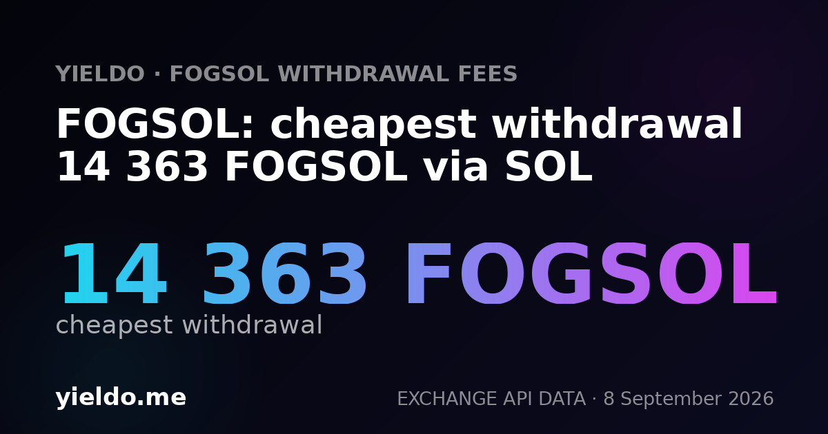 FOGSOL: cheapest withdrawal 14 363 FOGSOL via SOL