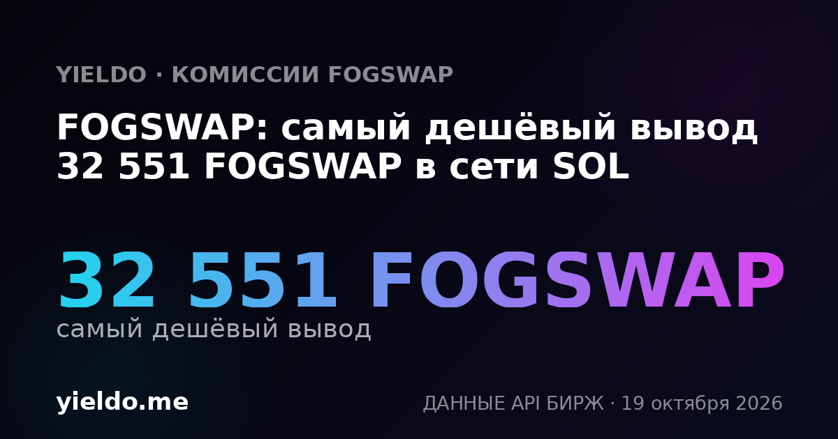 FOGSWAP: самый дешёвый вывод 32 551 FOGSWAP в сети SOL