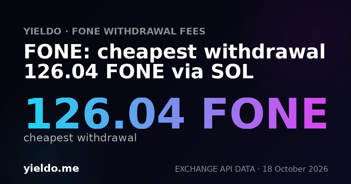 FONE: cheapest withdrawal 113.87 FONE via SOL