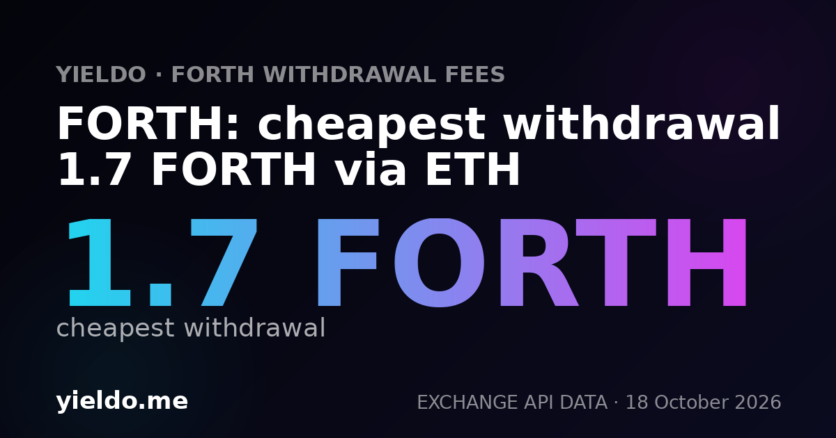 FORTH: cheapest withdrawal 1.7 FORTH via ETH