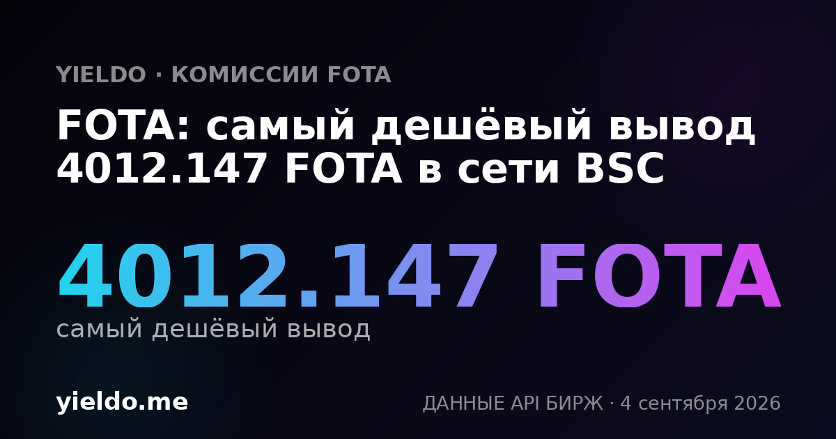 FOTA: самый дешёвый вывод 4012.147 FOTA в сети BSC
