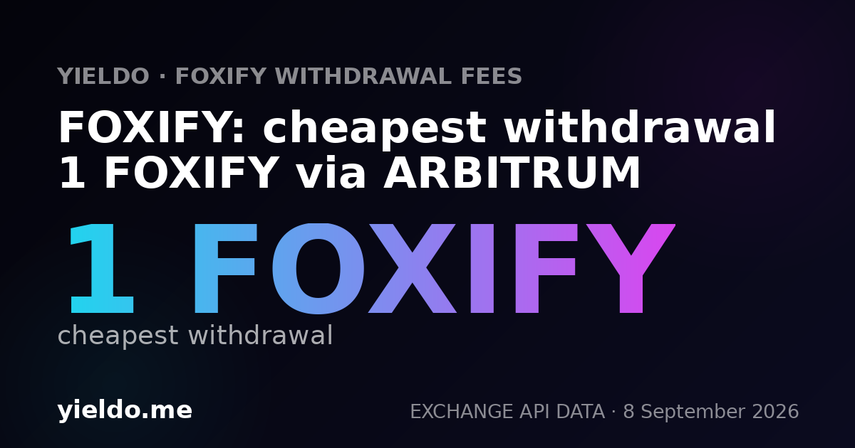 FOXIFY: cheapest withdrawal 1 FOXIFY via ARBITRUM