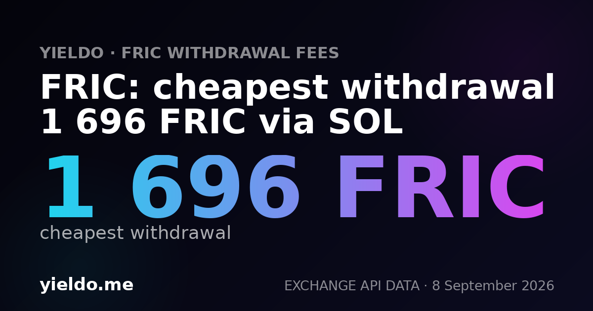 FRIC: cheapest withdrawal 1 696 FRIC via SOL