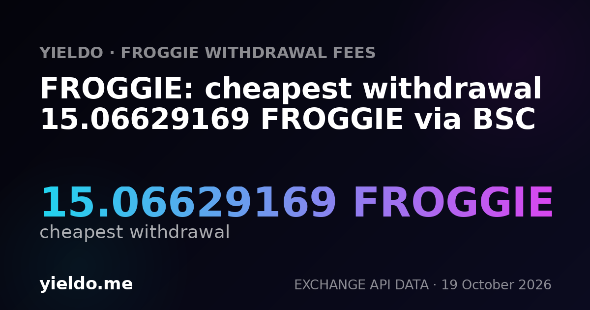 FROGGIE: cheapest withdrawal 15.06629169 FROGGIE via BSC