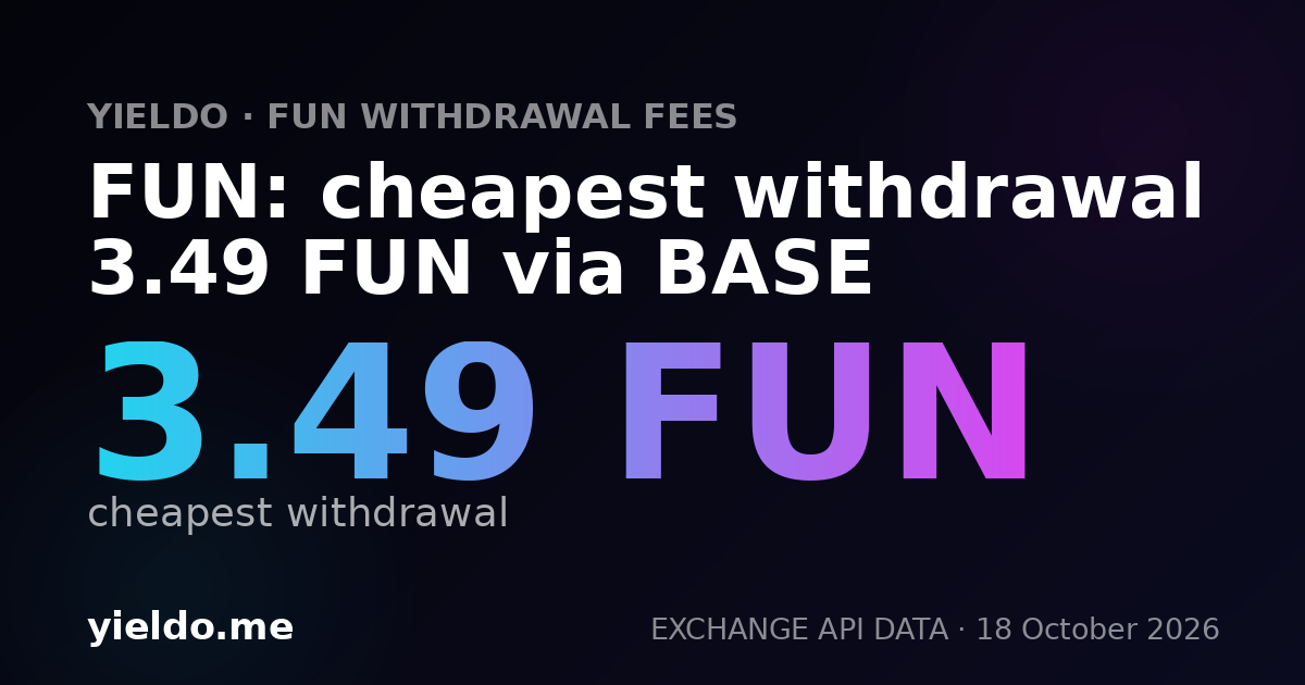 FUN: cheapest withdrawal 3.49 FUN via BASE