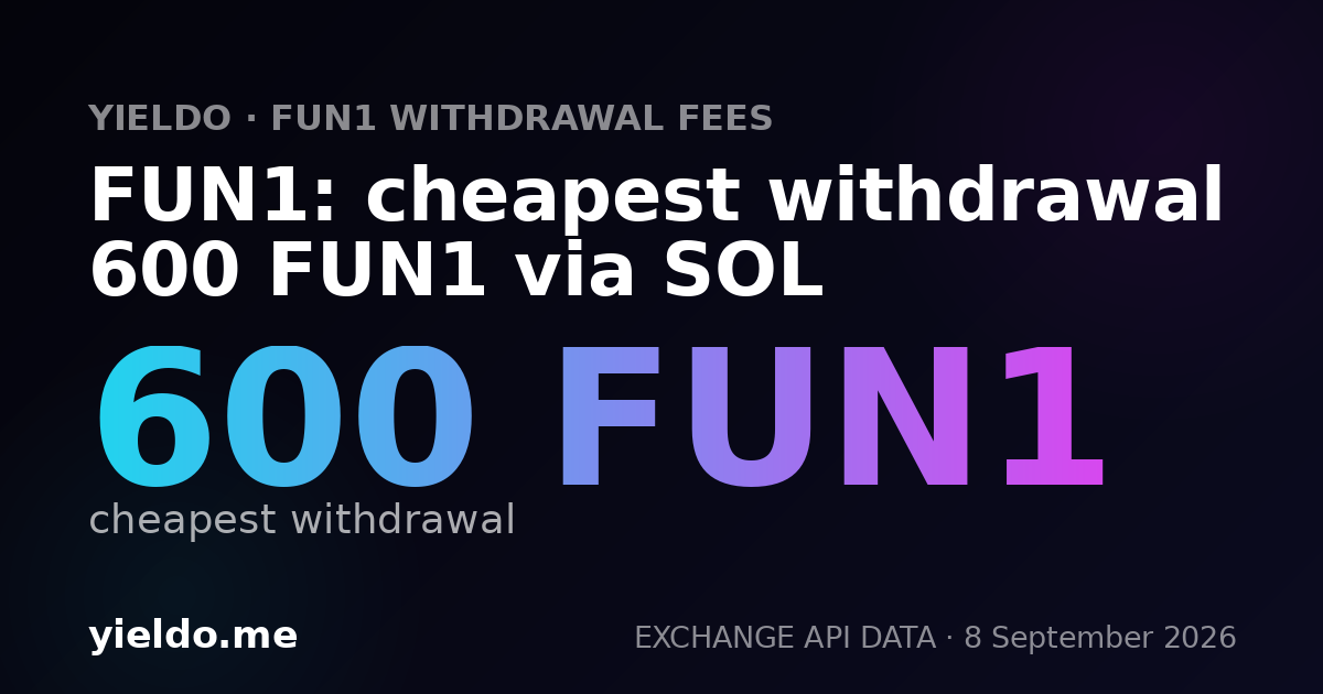FUN1: cheapest withdrawal 600 FUN1 via SOL